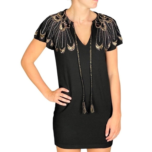 NANETTE LEPORE KARTIKA MERINO WOOL SEQUIN EMBELLISHED MINI DRESS - Picture 3 of 15